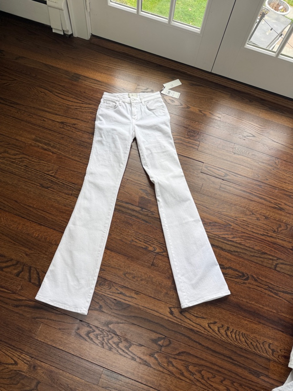 7 For All Mankind White High-Rise Flare Kimmie Bootcut Jeans